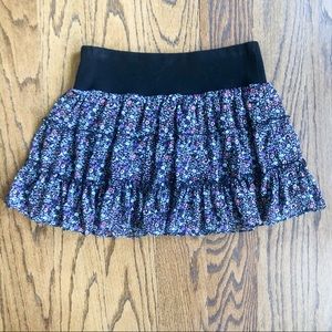 Divided Blue Floral Tiered Miniskirt